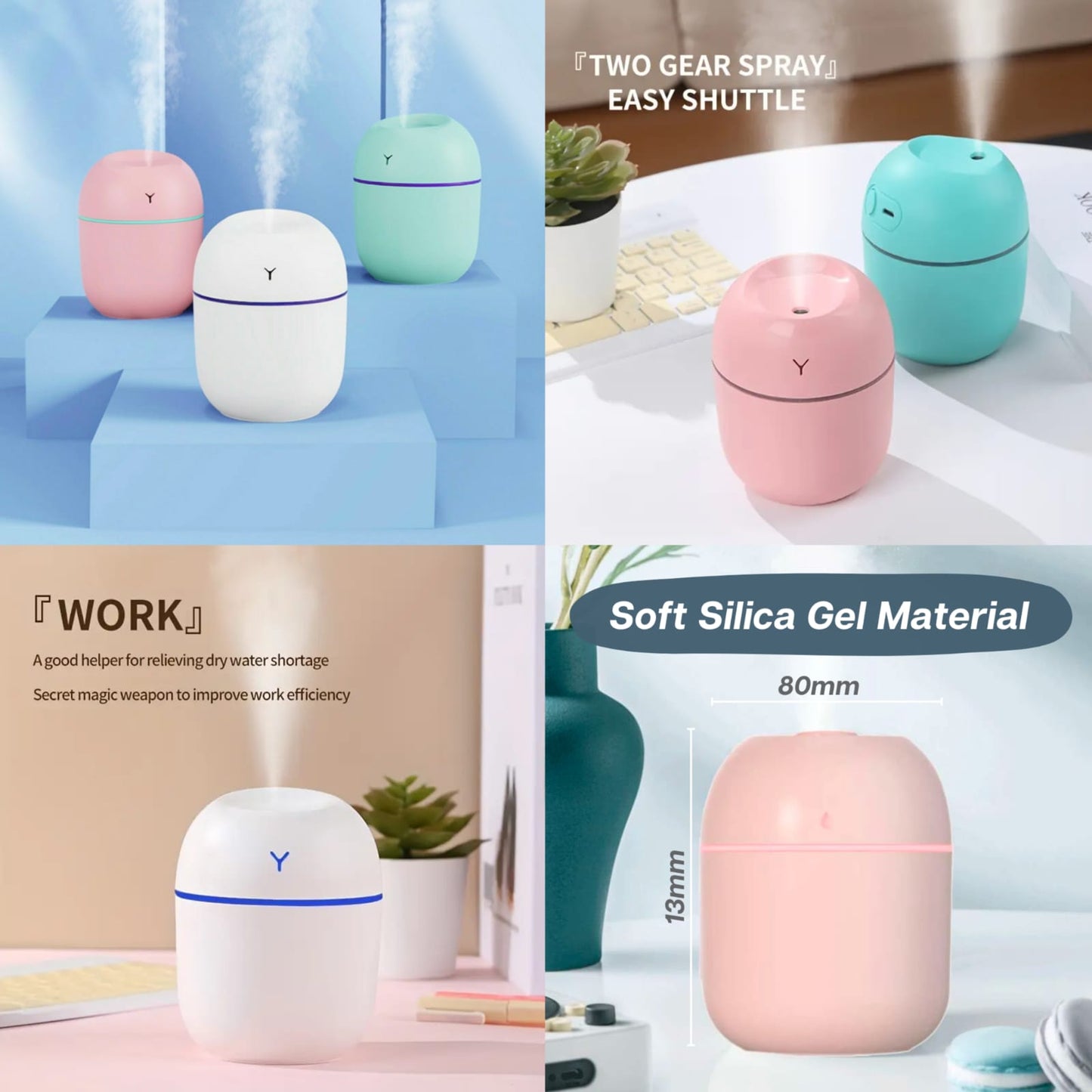 Mini USB Cool Mist Humidifier & Aroma Diffuser – Portable Air Humidifier for Home, Office & Bedroom