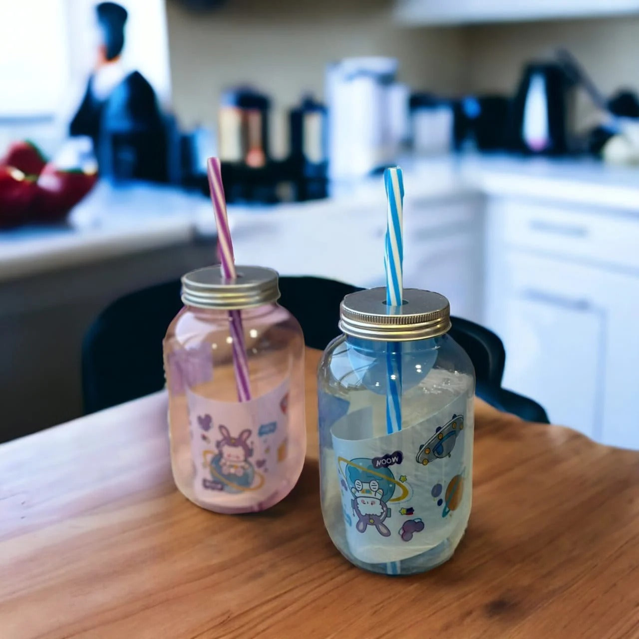 Cute Mason Jar Tumbler with Straw | Reusable Leak-Resistant Drinking Cup for Kids & Adults (500ml)