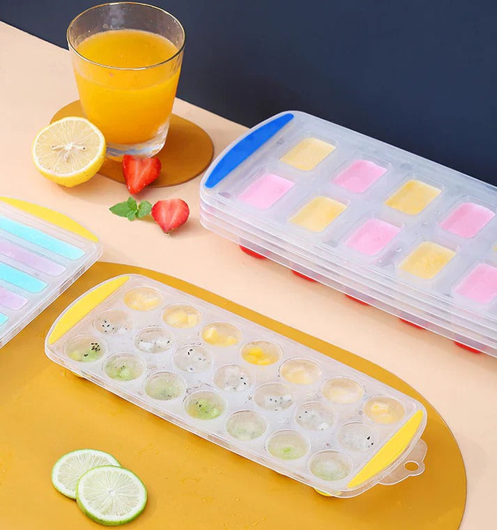 Round silicone 21 grids bottom ice cube tray