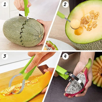 2-in-1 Stainless Steel Fruit Seed Remover & Melon Baller – Multi-Function Fruit Scoop Tool