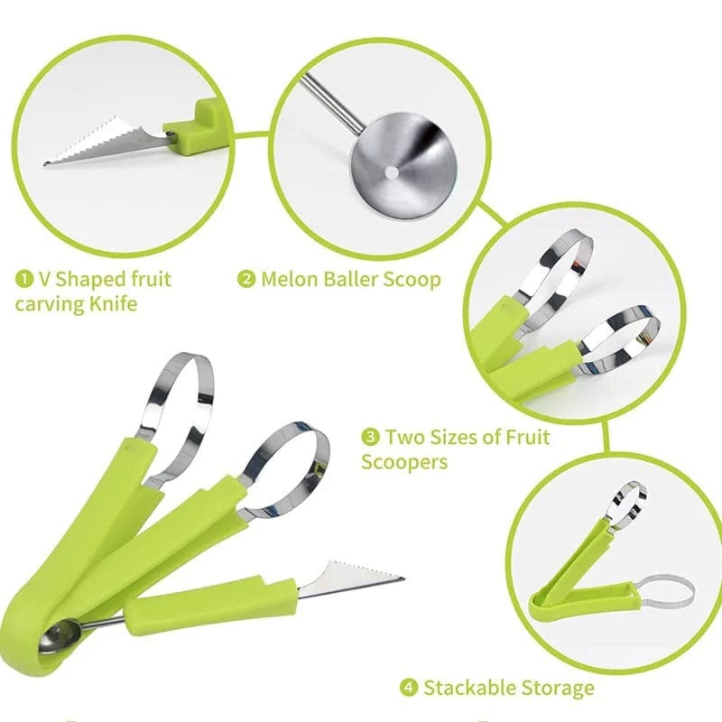 2-in-1 Stainless Steel Fruit Seed Remover & Melon Baller – Multi-Function Fruit Scoop Tool