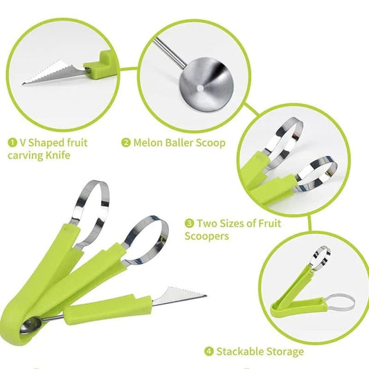 2-in-1 Stainless Steel Fruit Seed Remover & Melon Baller – Multi-Function Fruit Scoop Tool