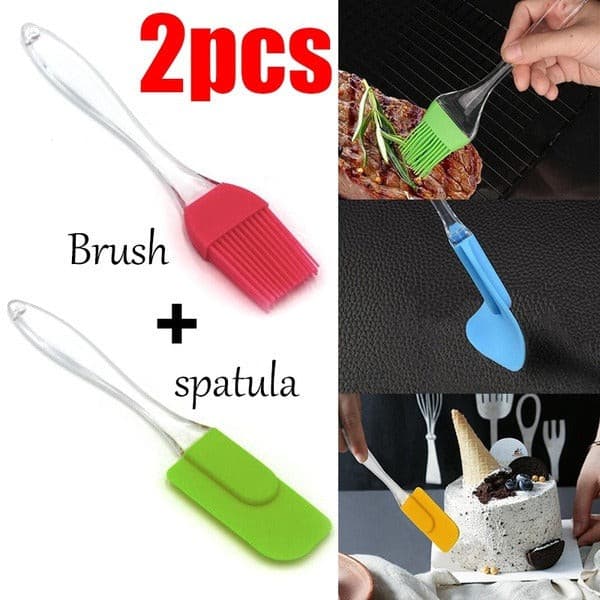 2-Piece Silicone Pastry Brush & Spatula Set – Heat Resistant Kitchen Baking Tools