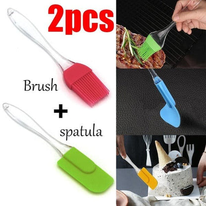 2-Piece Silicone Pastry Brush & Spatula Set – Heat Resistant Kitchen Baking Tools