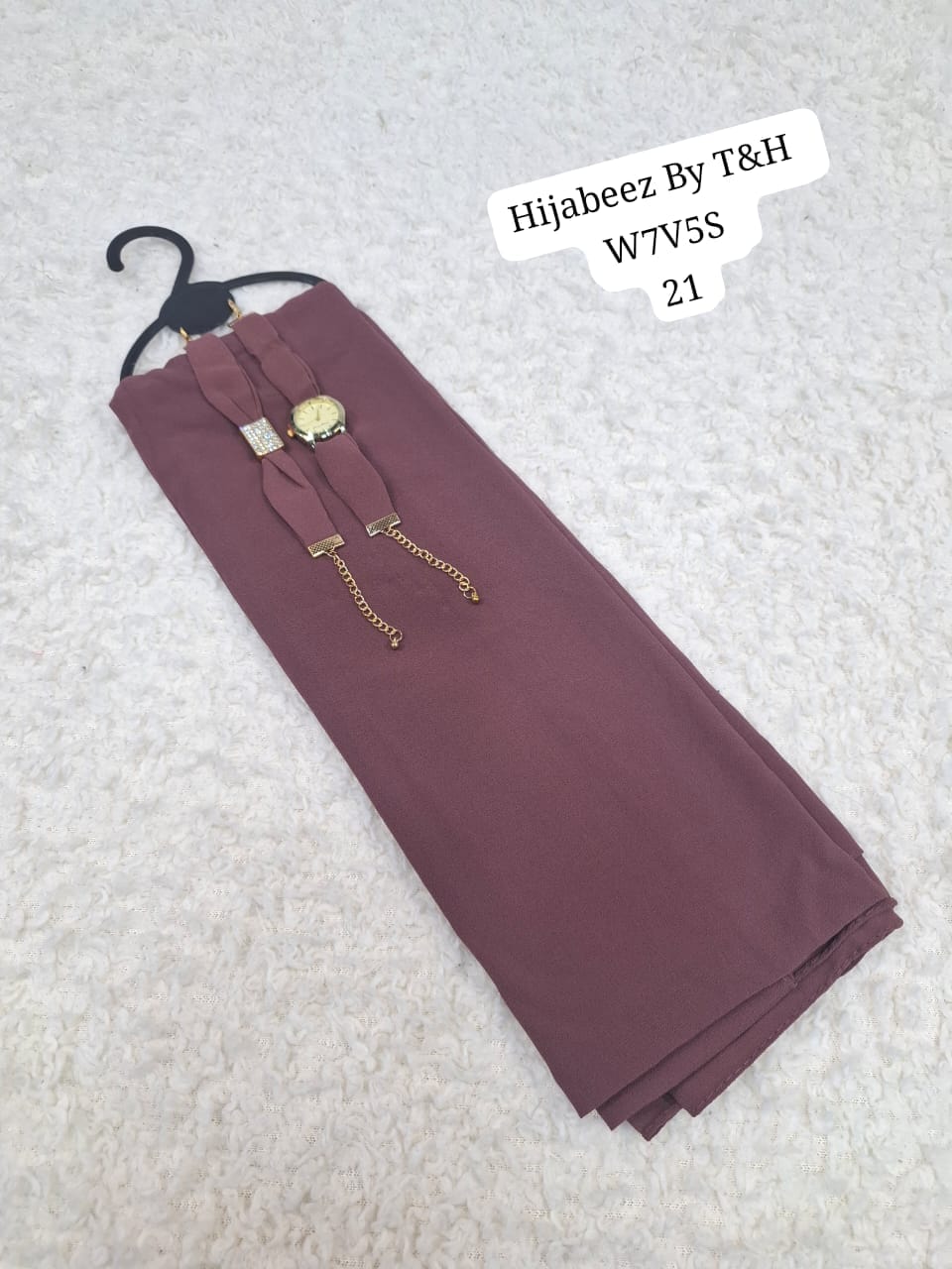 Premium  Chiffon Hijab with Elegant Wrist Watch & Bracelet Gift Set for Women
