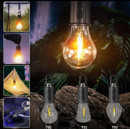 USB Rechargeable LED Camping Bulb Light – Portable Hanging Lantern for Camping, Emergency & Outdoor Use