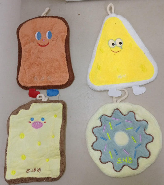 Cute Cartoon Food-Shaped Plush Hanging Hand Towel | Soft Absorbent Kitchen & Bathroom Towel