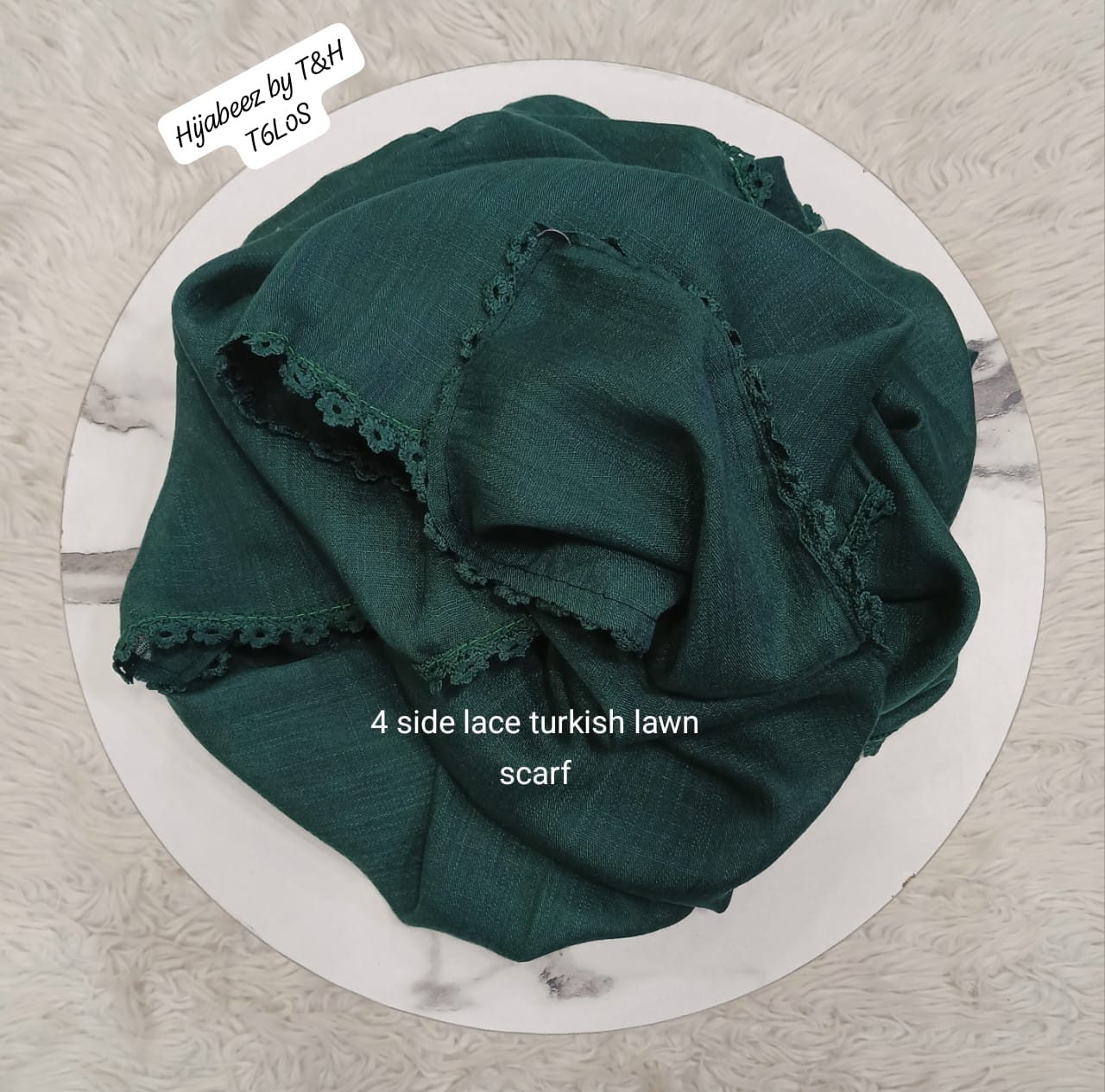 Premium 4-Side Lace Turkish Lawn Hijab Scarf – Soft & Breathable Hijab for Women
