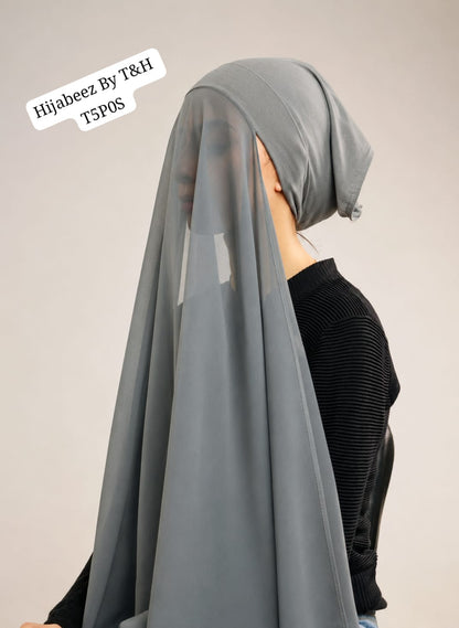 Premium  Chiffon Ready-to-Wear Hijab with Matching Bonnet Cap – Soft & Elegant Instant Hijab