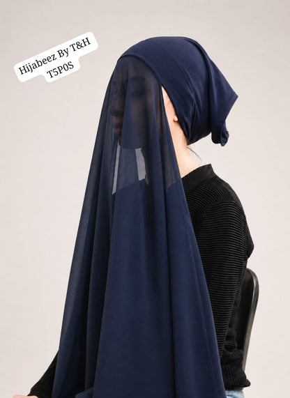 Premium  Chiffon Ready-to-Wear Hijab with Matching Bonnet Cap – Soft & Elegant Instant Hijab