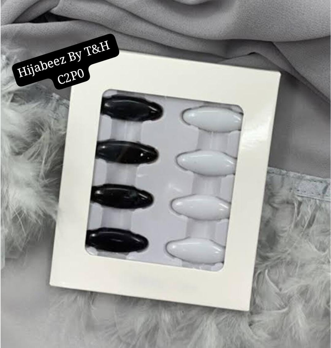 8 Pcs Magnetic Hijab Pins Set – No Snag Premium Hijab Magnets | Black & White Scarf Magnets