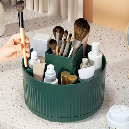 360° Rotating Makeup Organizer – Multi-Compartment Cosmetic Storage Box for Vanity & Bathroom