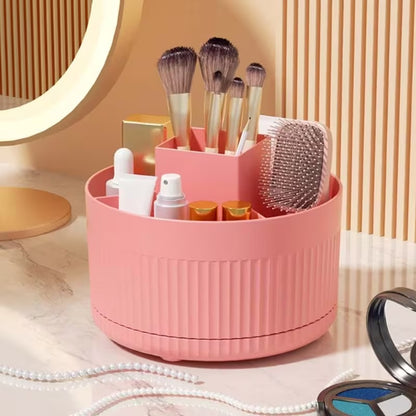 360° Rotating Makeup Organizer – Multi-Compartment Cosmetic Storage Box for Vanity & Bathroom