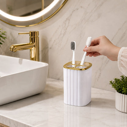 Luxury Toothbrush Holder & Bathroom Organizer – Elegant Countertop Storage Cup