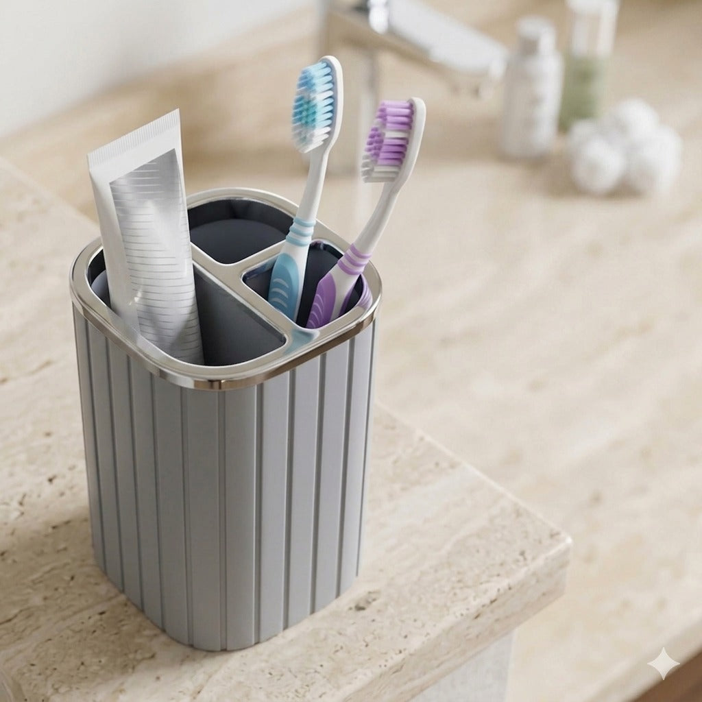 Luxury Toothbrush Holder & Bathroom Organizer – Elegant Countertop Storage Cup