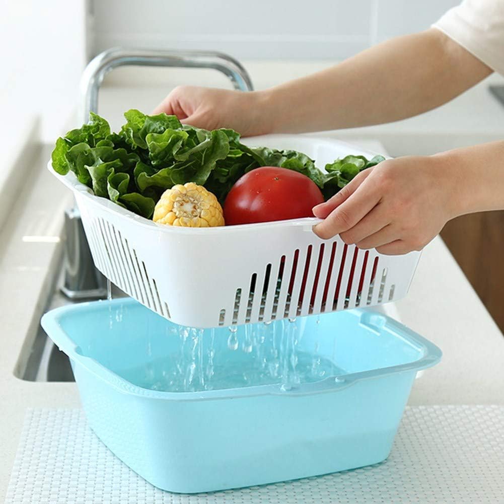 2-in-1 Kitchen Vegetable and fruits Washing & Draining Basket with Colander