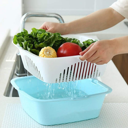 2-in-1 Kitchen Vegetable and fruits Washing & Draining Basket with Colander