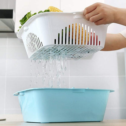 2-in-1 Kitchen Vegetable and fruits Washing & Draining Basket with Colander