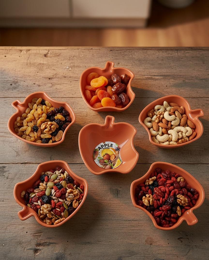 Apple Shape Snack Bowl Set – 6-Piece Dry Fruit, Nuts & Candy Serving Bowls