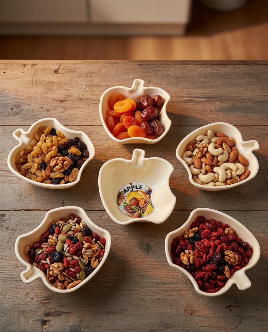 Apple Shape Snack Bowl Set – 6-Piece Dry Fruit, Nuts & Candy Serving Bowls