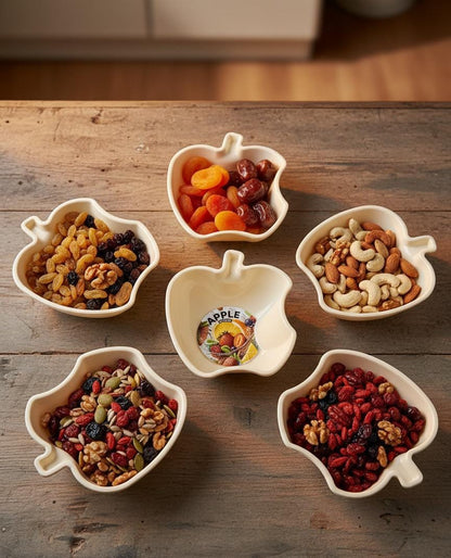 Apple Shape Snack Bowl Set – 6-Piece Dry Fruit, Nuts & Candy Serving Bowls