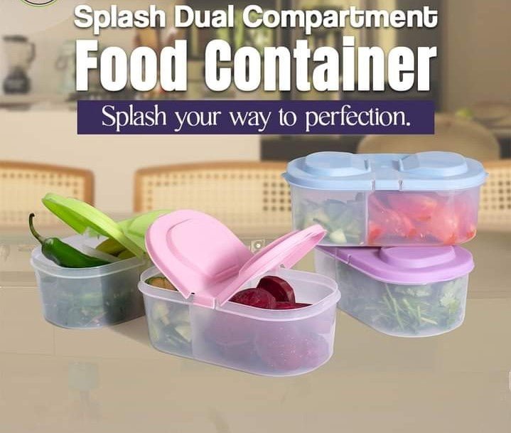 2-Compartment Portable Snack Storage Container with Dual Flip Lid – BPA-Free Food Storage Box for Fruits, Nuts & Snacks