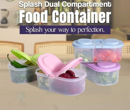 2-Compartment Portable Snack Storage Container with Dual Flip Lid – BPA-Free Food Storage Box for Fruits, Nuts & Snacks