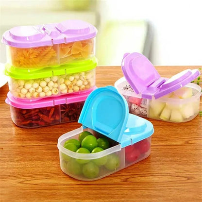 2-Compartment Portable Snack Storage Container with Dual Flip Lid – BPA-Free Food Storage Box for Fruits, Nuts & Snacks