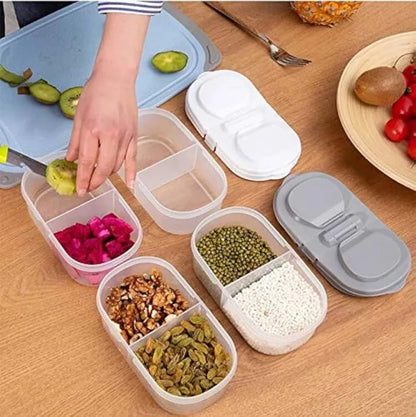 2-Compartment Portable Snack Storage Container with Dual Flip Lid – BPA-Free Food Storage Box for Fruits, Nuts & Snacks