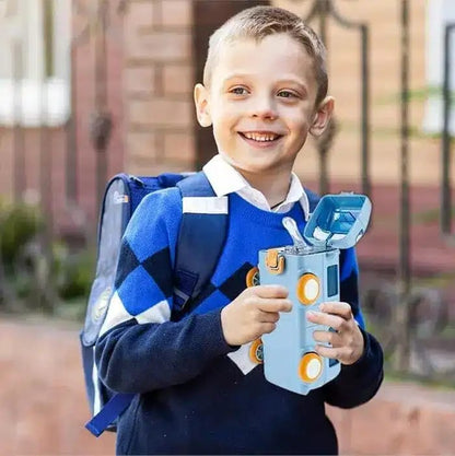 Kids Portable Water Bottle with Built-in Phone Holder & Straw – Leakproof School Travel Bottle