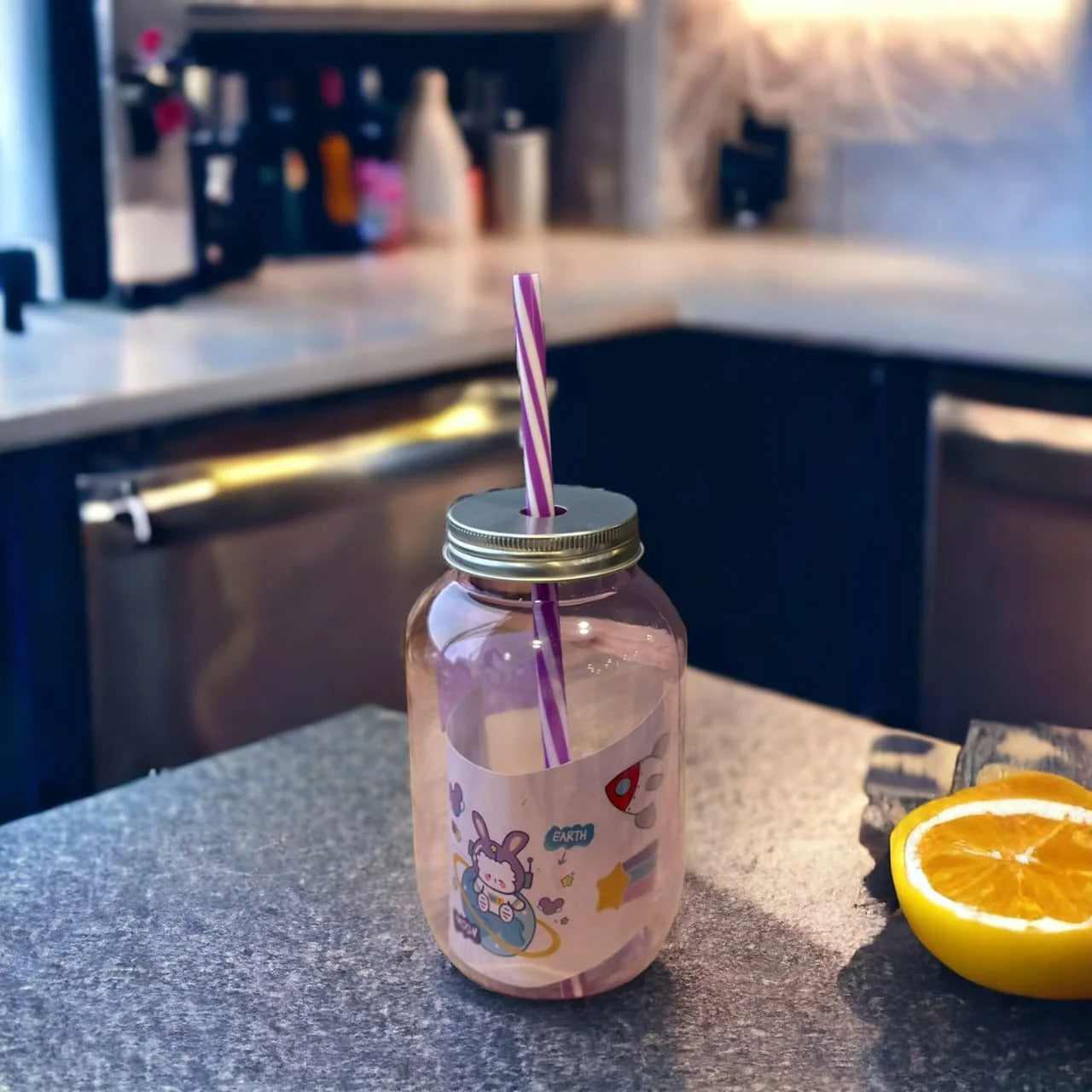 Cute Mason Jar Tumbler with Straw | Reusable Leak-Resistant Drinking Cup for Kids & Adults (500ml)