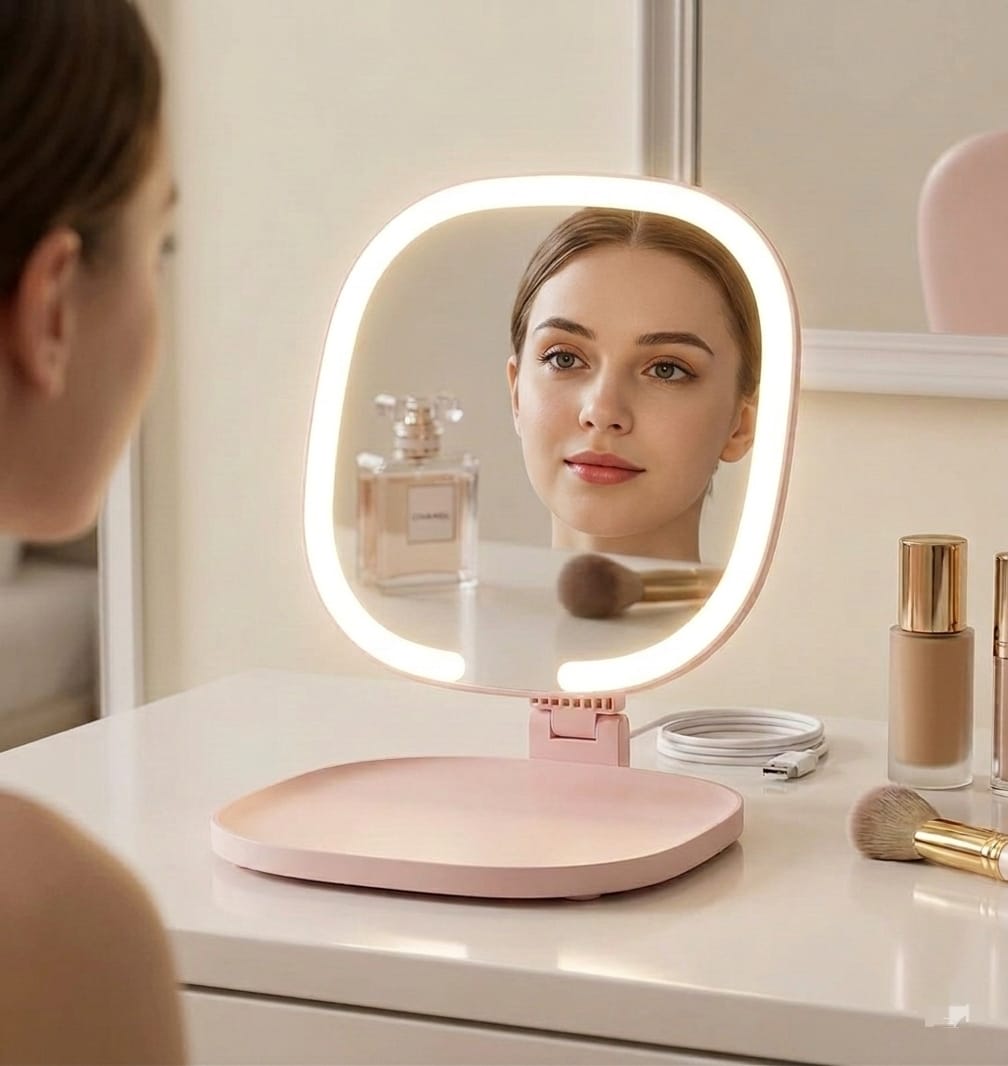 LED Makeup Mirror with Touch Sensor & Adjustable Stand