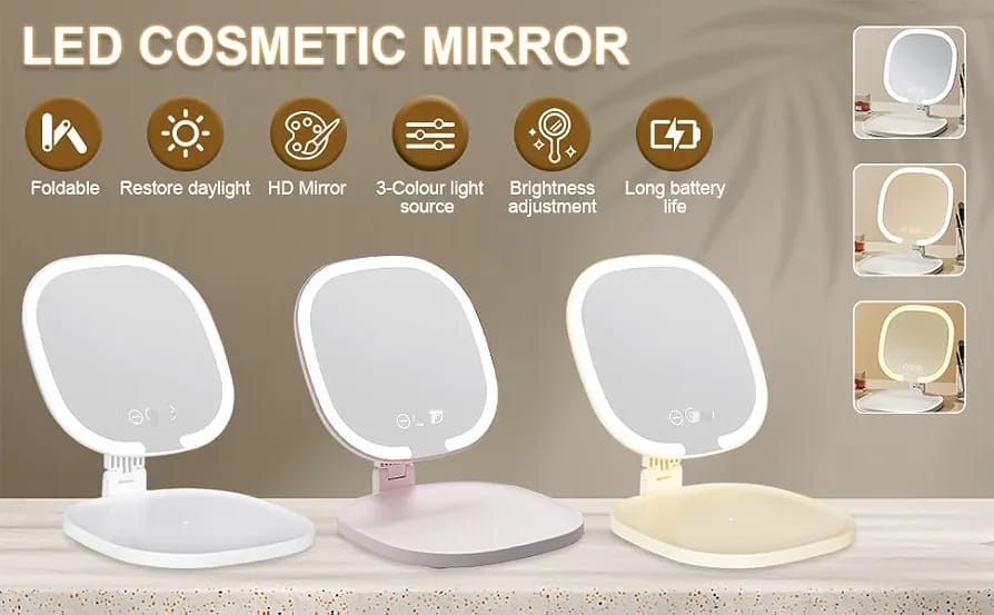 LED Makeup Mirror with Touch Sensor & Adjustable Stand