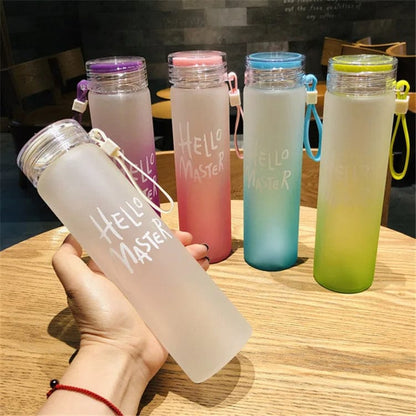 Stylish Frosted Gradient Water Bottle with Strap | Reusable Leak-Resistant Sports & Travel Bottle