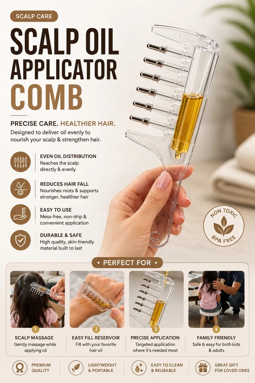 Scalp Oil Applicator Comb – Precision Hair Oiling Comb