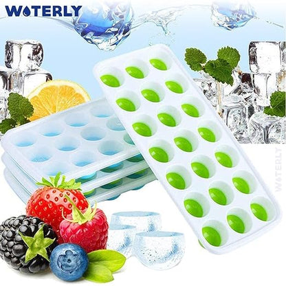 Round silicone 21 grids bottom ice cube tray