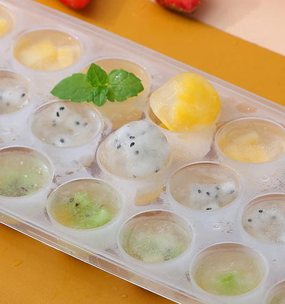 Round silicone 21 grids bottom ice cube tray