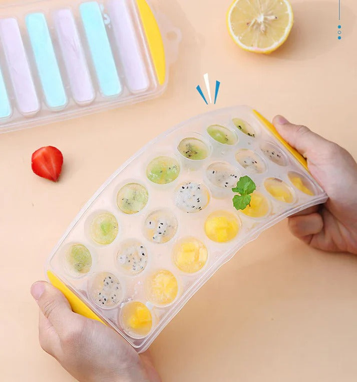 Round silicone 21 grids bottom ice cube tray