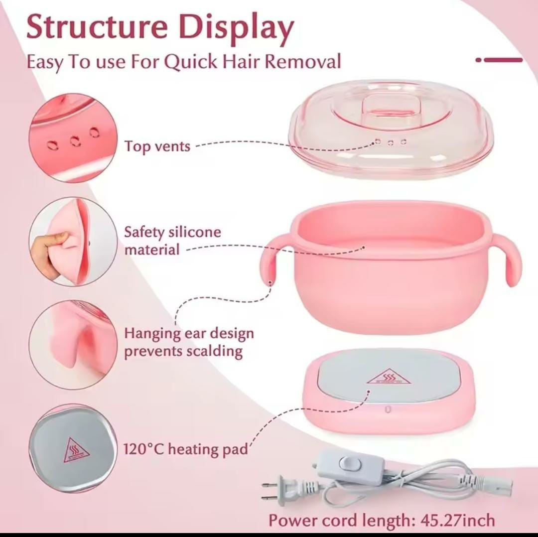 Electric Wax Warmer & Hair Removal Heating Pot – 120°C Heating Pad, Silicone Bowl