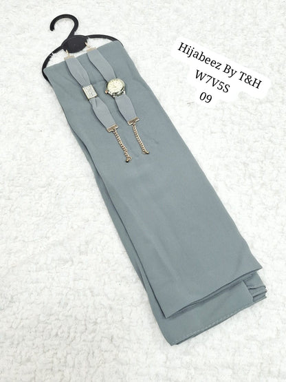 Premium  Chiffon Hijab with Elegant Wrist Watch & Bracelet Gift Set for Women