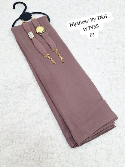 Premium  Chiffon Hijab with Elegant Wrist Watch & Bracelet Gift Set for Women