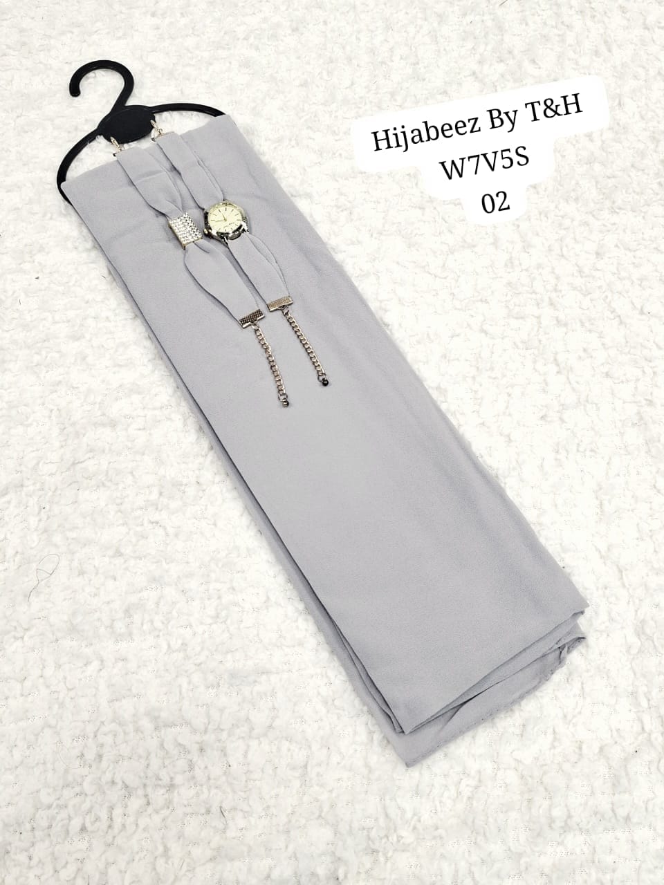 Premium  Chiffon Hijab with Elegant Wrist Watch & Bracelet Gift Set for Women