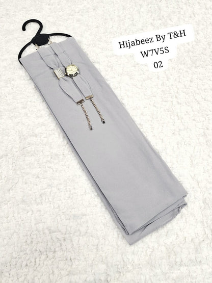 Premium  Chiffon Hijab with Elegant Wrist Watch & Bracelet Gift Set for Women