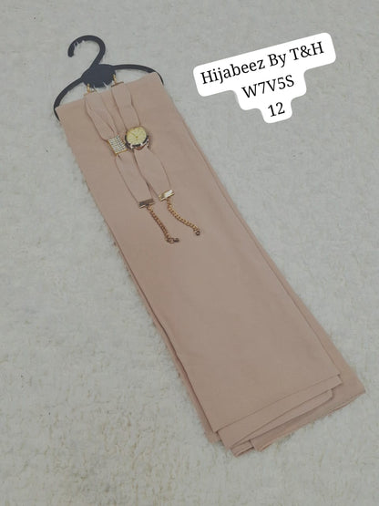Premium  Chiffon Hijab with Elegant Wrist Watch & Bracelet Gift Set for Women