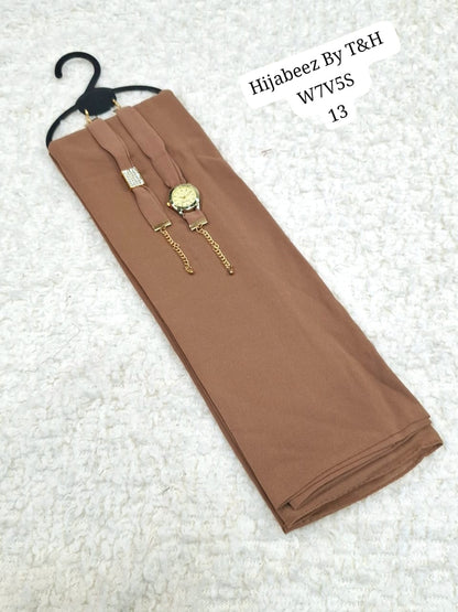 Premium  Chiffon Hijab with Elegant Wrist Watch & Bracelet Gift Set for Women