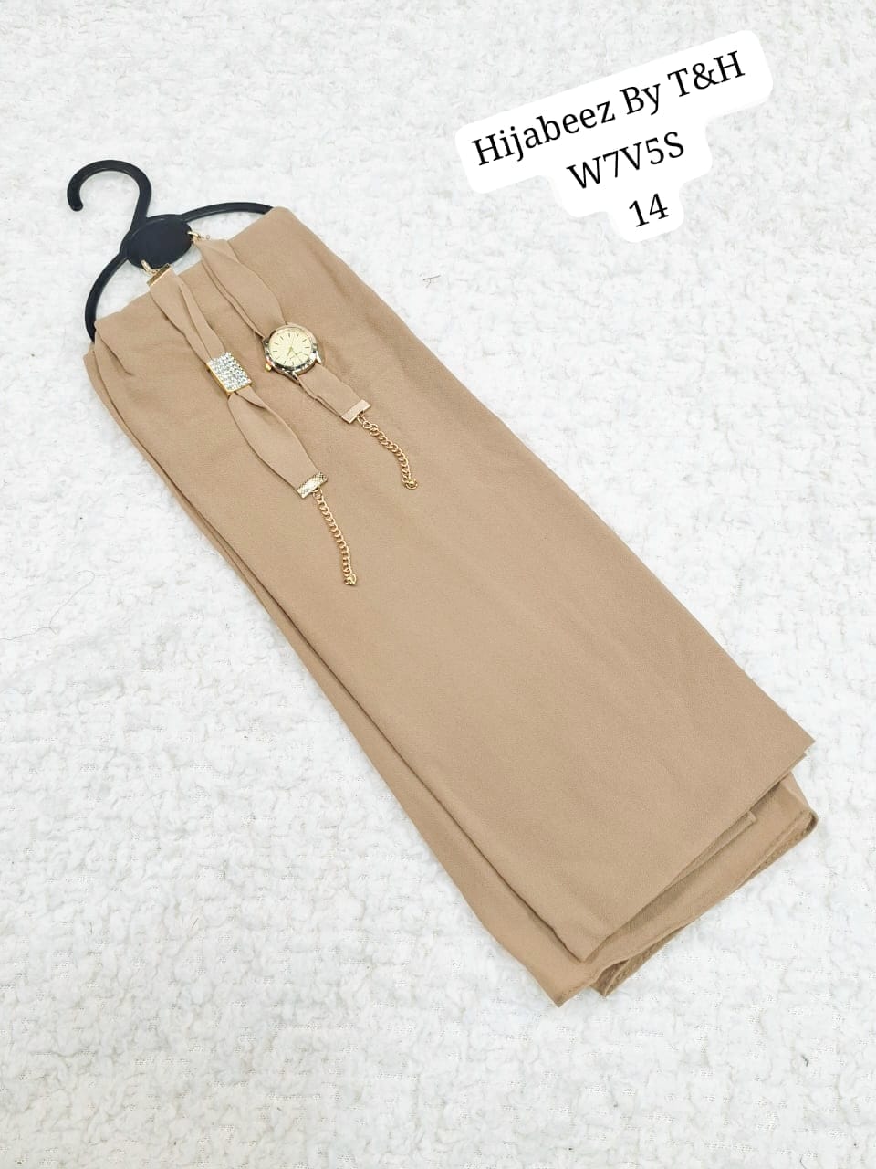 Premium  Chiffon Hijab with Elegant Wrist Watch & Bracelet Gift Set for Women