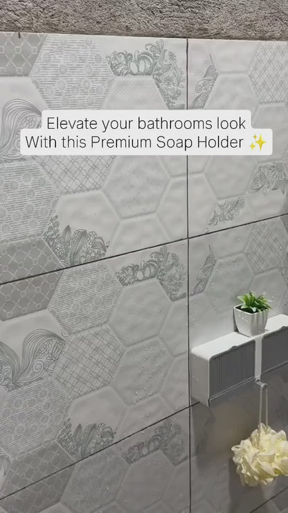 Wall Mounted Double Soap Holder with Drain Tray | Waterproof Self-Adhesive Soap Storage Box